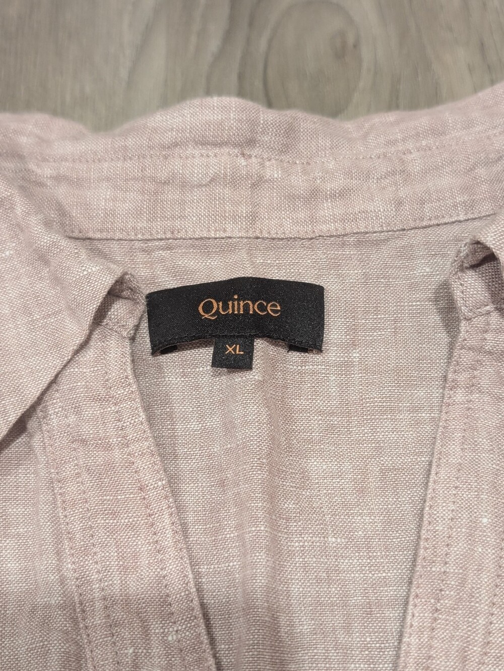 Quince | 100% European Linen Short Sleeve Popover Top In Vintage Pink Chambray - Picture 9 of 15